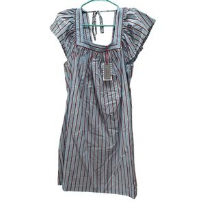 Voyageur by Mersea Womens Capri Striped Dress Square Neck‎ Flutter Sleeve Lg NWT